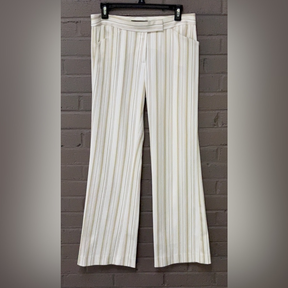 Elie Tahari Cream Striped Wide Leg Pants 8 ( runs small)